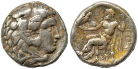 KINGS of MACEDON. Alexander III 'the Great', 336-323 BC. Fourrée Tetradrachm (silver plated bronze, 18.59 g, 26 mm). Head of Herakles right, wearing l...
