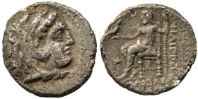 KINGS of MACEDON. Alexander III the Great, 336-323 BC. Obol (silver, 0.62 g, 9 mm). Head of Herakles to right, wearing lion skin headdress. Rev. Zeus ...