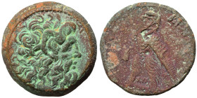 PTOLEMAIC KINGS. Ptolemy (?). Ae (bronze, 15.71 g, 25 mm). Diademed head of Zeus Ammon. Rev. [BAΣIΛEΩΣ ΠTOΛEMAIOY] Eagle with closed wings standing le...