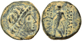 SELEUKID KINGS. Antiochos III the Great, 222-187 BC. Ae (bronze, 1.67 g, 13 mm), Antioch on the Orontes. Laureate head of Antiochos as Apollo. Rev. Ap...
