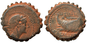 SELEUKID KINGS. Seleukos IV Philopator, 187-175 BC. Ae Serrate (bronze, 8.25 g, 20 mm), Antioch on the Orontes. Draped bust of Dionysos to right, wear...