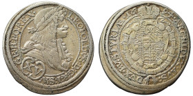 AUSTRIA. Habsburg. Leopold I, 1657 – 1705. 15 Kreuzer (silver, 6.02 g, 30 mm), Graz. Herinek 954.