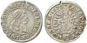 AUSTRIA. Habsburg. Leopold I, 1657 – 1705. 6 Kreuzer (silver, 2.98 g, 25 mm), Kremnitz. Herinek 1247.