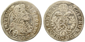 AUSTRIA. Habsburg. Leopold I, 1657-1705. 3 Kreuzer (silver, 1.52 g, 21 mm). Nearly very fine.