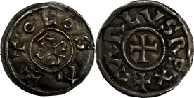 Denier, Toulouse (Haute-Garonne).
Argent. 1,8g. (4h). Superbe. Autre exemplaire.