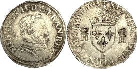HENRI II (1547-1559). Demi-teston à la tête nue, 1er type, buste A, Rouen 1553.
Argent. 4,82g. (8h). Très Beau. Peu commun. A/. Buste du Roi à droite...
