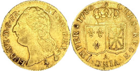 Louis d'or au buste nu, Paris 1786.
Or. 7.67g. Petit défaut sur la tranche, marque sur le cou. TB à Très Beau. Autre exemplaire. Duplessy, n°1707 - G...