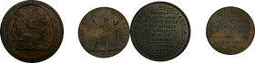 RÉVOLUTION FRANÇAISE (1789-1799). Monneron de cinq sols, 1792.
Bronze. 29,79 g. Superbe. Lot de 2 monnaies. A/. Fête de la Fédération le 14 juillet 1...