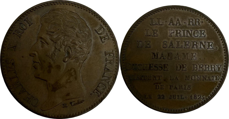 Module de 5 francs pour la visite à la Monnaie de Paris, Paris 1825. Lot de 2 mo...