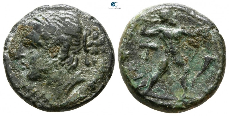 Bruttium. The Brettii circa 214-211 BC. 
Half Unit Æ

16 mm., 3.70 g.



...