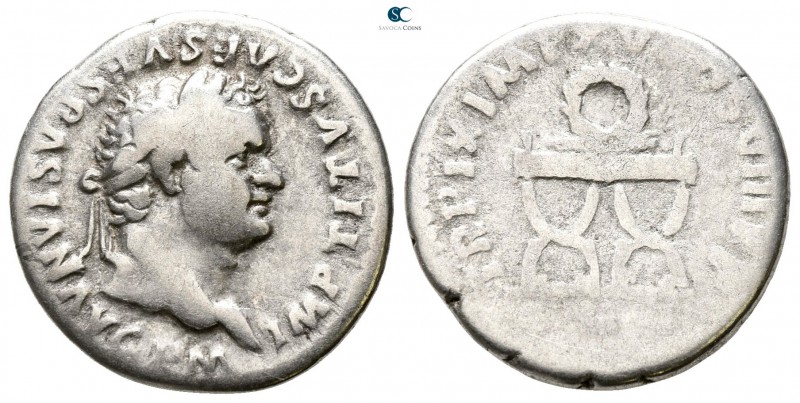 Titus AD 79-81. Rome
Denarius AR

17 mm., 3.06 g.



nearly very fine