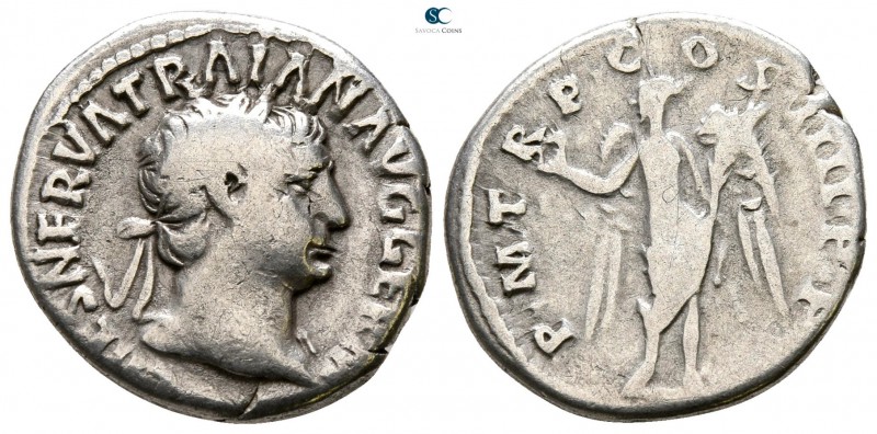 Trajan AD 98-117. Rome
Denarius AR

18 mm., 2.95 g.



nearly very fine