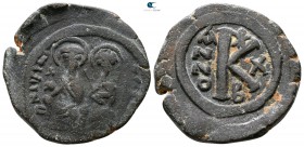 Justin II and Sophia AD 565-578. Constantinople. Half follis Æ
