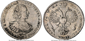 Peter I Rouble ND (1721)-K XF Details (Tooled) NGC, Moscow mint, KM157.5, Bit-483. ҂АΨКА date. With Shoulder straps, large rosette above head. Accompa...