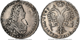 Peter II Poltina 1729 XF Details (Obverse Scratched, Cleaned) NGC, Moscow mint, KM180, Bit 138 (R1). Accompanied by a Jean Elsen auction tag. Final ye...