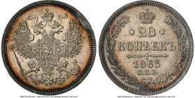Alexander II 20 Kopecks 1863 CПБ-AБ MS63 NGC, St. Petersburg mint, KM-Y22.2, Bit-176. HID09801242017 © 2024 Heritage Auctions | All Rights Reserved ww...