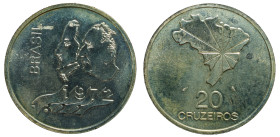 BRASIL - Republic

Brasil - Republic (1889 - date)

20 Cruzeiros - 150th indipendence of Brazil

OBVERSE : - / Busts of Pedro I and General Emil...