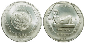 MEXICO - Republic

Mexico - Republic (1823 - date)

5 Pesos - Chaac Mool

OBVERSE : - / National arms, eagle left within six sided shield and de...