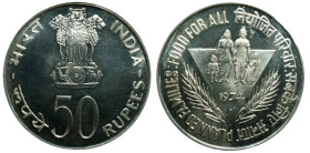 INDIA - Republic

India - Republic (1940 - date)

50 rupees - FAO planned families

OBVERSE : भारत INDIA-रुपया 50 RUPEES- / The Ashoka Lion Pill...