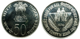 INDIA - Republic

India - Republic (1940 - date)

50 rupees - FAO planned families

OBVERSE : भारत INDIA-रुपया 50 RUPEES- / The Ashoka Lion Pill...