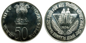 INDIA - Republic

India - Republic (1940 - date)

50 rupees - FAO planned families

OBVERSE : भारत INDIA-रुपया 50 RUPEES- / The Ashoka Lion Pill...