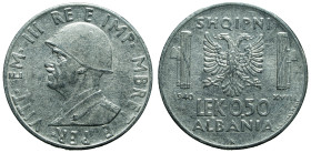 ALBANIA - Italian Occupation

Victor Emmanuel IIIrd (1900 - 1943)

0,50 lek

OBVERSE : VITT·EM·III RE E IMP·MBRET E PER·/ bust in military unifo...