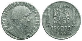 ALBANIA - Italian Occupation

Victor Emmanuel IIIrd (1900 - 1943)

0,20 lek - light magnetic

OBVERSE : VITT·EM·III RE E IMP·MBRET E PER·/ bust ...
