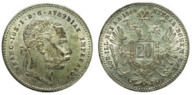 AUSTRIA - Empire

Francis Joseph Ist (1848 - 1916)

20 kreuzer

OBVERSE : FRANC·IOS·I·D·G·AVSTRIAE IMPERATOR / Laureate head of F.J. Right
REVE...