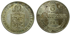 AUSTRIA - Empire

Francis Joseph Ist (1848 - 1916)

6 kreuzer

OBVERSE : SCHEIDEMUNZE - K.K. OESTERREICHISCHE / Crowned Arms
REVERSE : - / Valu...
