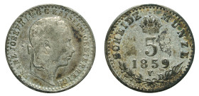 AUSTRIA - Empire

Francis Joseph Ist (1848 - 1916)

5 kreuzer 

OBVERSE : FRANZ JOSEPH I·V·G·G·KAISER V·OESTERREICH / Laureate head of F.J. righ...