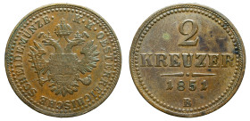 AUSTRIA - Empire

Francis Joseph Ist (1848 - 1916)

2 kreuzer 

OBVERSE : SCHEIDEMUNZE - K.K. OESTERREICHISCHE / Crowned imperial eagle
REVERSE...