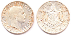 Albania. Zog I. 1928-1939. 2 Franga 1935. Ag. Km. 17. Peso gr. 9,90. Diametro mm. 27. BB.

BB