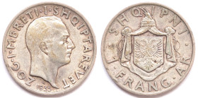 Albania. Zog I. 1928-1939. Franga 1935. Ag. Km. 16. Peso gr. 4,91. Diametro mm. 23. BB.

BB