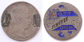 Austria. Francesco Giuseppe. 1848-1916. Gettone ricavato da una moneta. Ag. OTT SCHUTZE DICH. Peso gr. 4,49. Diametro mm. 22,50. BB.

BB