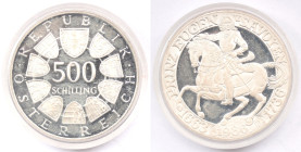 Austria. 500 Scellini 1986. Principe Eugenio di Savoia. KM 2978. Peso gr. 24,00. Diametro mm. 37. Proof. 

Proof