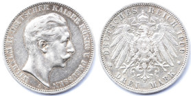 Germania. Prussia. Guglielmo II. 1888-1918. 3 Marchi 1909 A. Ag. KM# 527. Peso gr. 16,60. Diametro mm. 33. BB+.

BB+