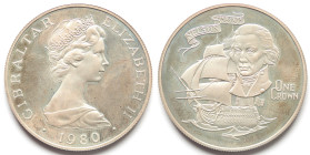 Gibilterra. Corona 1980. Nelson. KM# 12a. Peso gr. 28,00. Diametro mm. 38,8. Proof.

Proof