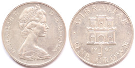 Gibilterra. Corona 1967. Ag. KM. 5a. Peso gr. 28,61. Diametro mm. 38,50. SPL. 

SPL