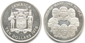 Jamaica. 10 Dollari 1978. Ag. KM# 75a. Peso gr. 43,03. Diametro mm. 45. Proof.

Proof
