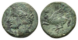 SICILY. Syracuse. Timoleon and the Third Democracy.(310-305 BC).Ae.

Obv : Laureate head of Apollo left.

Rev : Pegasus flying to left.
BMC 326; Calci...