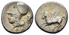 CORINTHIA. Corinth.(Circa 350/45-285 BC). Stater.

Obv : Pegasos flying left; koppa below.

Rev : Helmeted head of Athena left; A - Λ flanking neck; t...