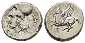 CORINTHIA. Corinth.(Circa 350/45-285 BC).Stater.

Obv : Pegasos flying left; koppa below.

Rev : Helmeted head of Athena left; Δ to left; to right, I ...