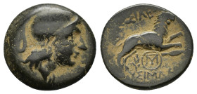 KINGS of THRACE (Macedonian). Lysimachos.(305-281 BC).Lysimacheia.Ae.

Obv : Helmeted head of Athena right.

Rev : ΒΑΣΙΛΕΩΣ / ΛΥΣΙΜΑΧΟΥ.
Lion leaping ...