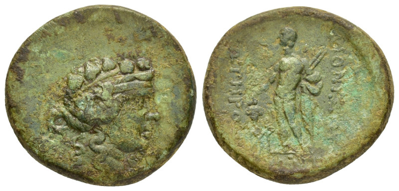 THRACE. Maroneia.(Circa 189/8-49/5 BC).Ae.

Obv : Wreathed head of Dionysos righ...