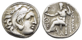 KINGS of MACEDON.Alexander III The Great.(336-323 BC).Magnesia ad Maeandrum.Drachm.

Obv : Head of Herakles right, wearing lion skin.

Rev : AΛEΞANΔPO...