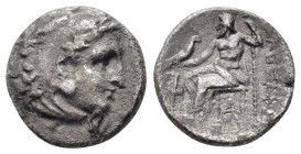 KINGS of MACEDON. Alexander III The Great. (336-323 BC).Sardes.Drachm.

Obv : Head of Herakles right, wearing lion skin.

Rev : AΛEΞANΔPOY.
Zeus seate...