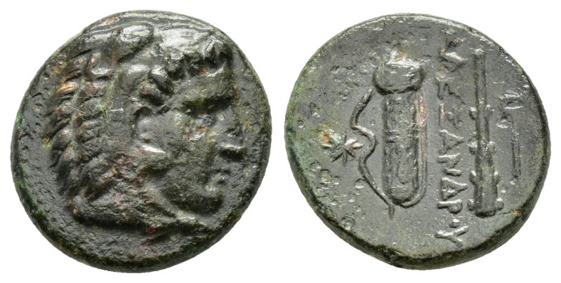 KINGS of MACEDON. Alexander III The Great.(336-323 BC). Ae.

Obv : Head of Herak...