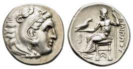 KINGS of MACEDON.Philip I The Arab.II.(323-317 BC).Lampsakos.Drachm.

Obv : Head of Herakles right, wearing lion skin.

Rev : ΦΙΛΙΠΠΟΥ.
Zeus seated le...