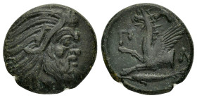 CIMMERIAN BOSPOROS. Phanagoria.(Circa 105-90 or 95-86 BC). Struck under Mithradates VI Eupator.Ae.

Obv : Bust of Artemis right, with bow and quiver o...