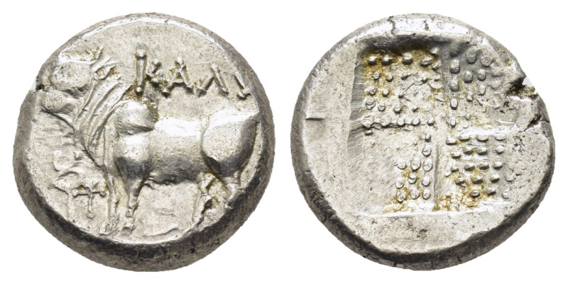 BITHYNIA. Kalchedon.(Circa 367/6-340 BC).Drachm.

Obv : KAΛX.
Bull standing left...